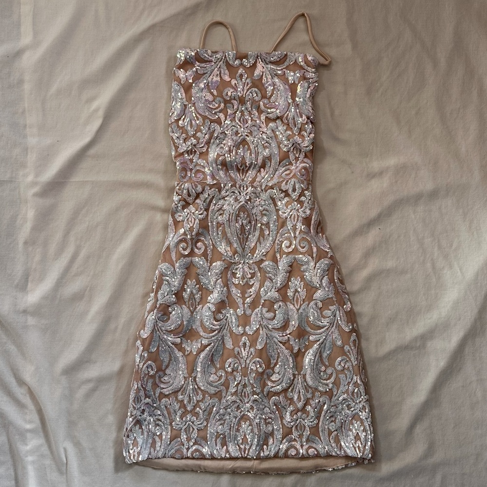 Spaghetti Strap Sequin Mini Dress - image 1